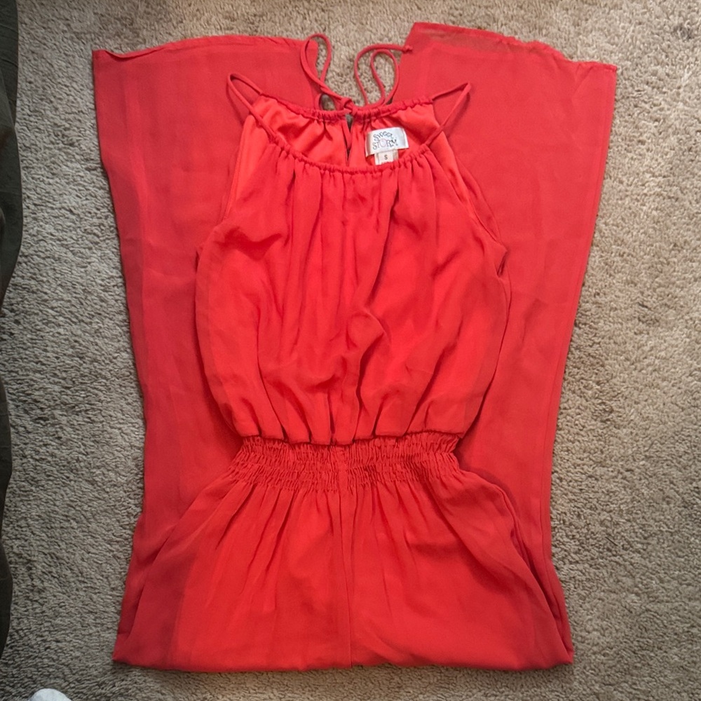 Sweet Storm Vibrant Red Halter Jumpsuit Sz. S